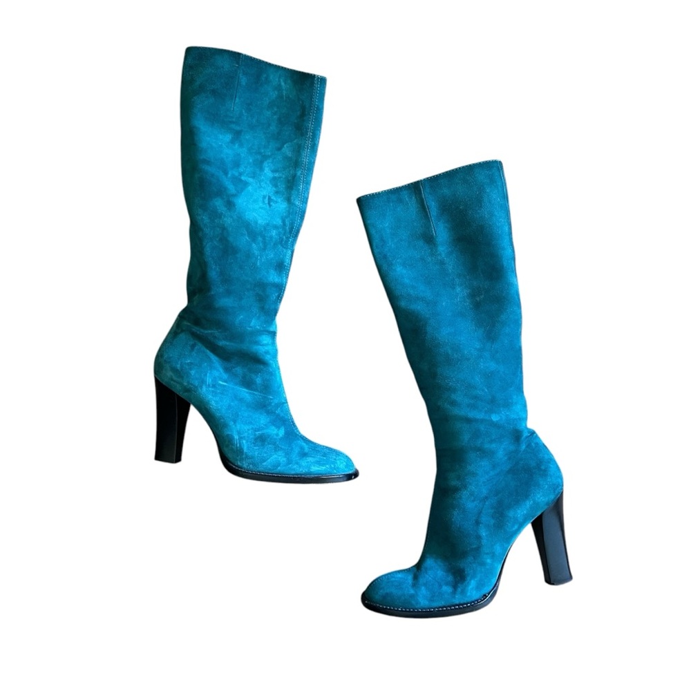 Moschino Turquoise Suede Boots size 8